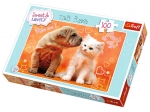 TREFL PUZZLE 100 - SWEET AND LOVE - CAŁUSY KOTEK I PIES