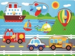 UKŁADANKA DREWNIANA PUZZLE Z UCHWYTAMI POJAZDY ANEK 62544